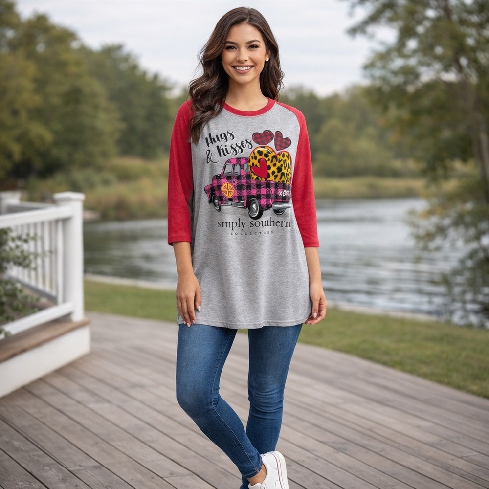 Boutique Simply Southern Graphic Tee XXL Valentines Leopard Plaid Hearts Cute